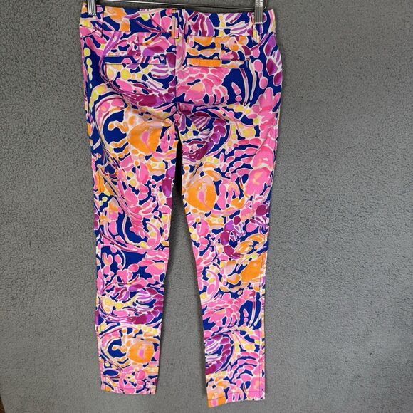 Lilly‎ Pulitzer Pants Womens Size 00 Pink Blue Callahan Chino Catch and Release - Picture 7 of 9